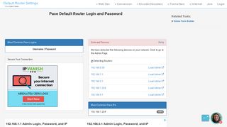 Pace Default Router Login and Password - Clean CSS