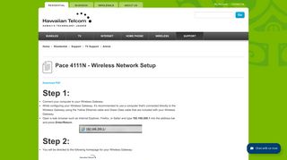 Pace 4111N - Wireless Network Setup - Hawaiian Telcom