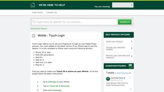 Mobile - Touch Login - Paddy Power