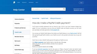 How do I make a PayPal Credit payment?