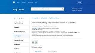 How do I find my PayPal Credit account number?