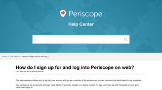 Scope | How do I sign up for and log into Perisc... - Periscope - pscp.tv