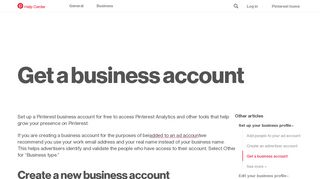 Get a business account | Pinterest help