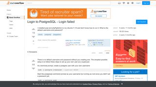 Login to PostgreSQL - Login failed - Stack Overflow