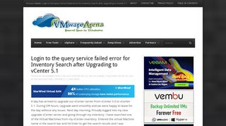 Login to the query service failed error for Inventory ... - VMware Arena