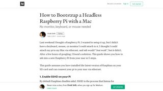 How to Bootstrap a Headless Raspberry Pi with a Mac - Medium