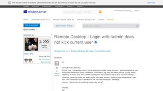 Remote Desktop - Login with /admin does not kick current user ...