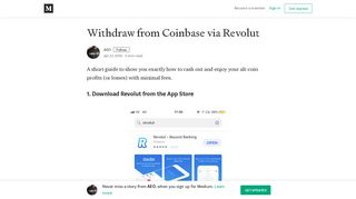 Withdraw from Coinbase via Revolut – AEO – Medium