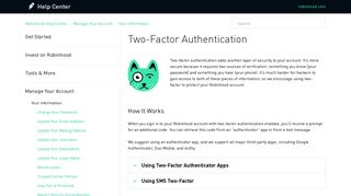Two-Factor Authentication – Robinhood Help Center