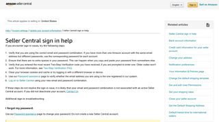 Seller Central sign in help - Amazon Seller Central