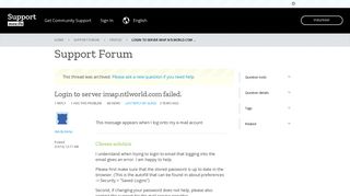 Login to server imap.ntlworld.com failed. | Firefox Support Forum ...