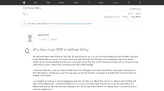 Why does virgin IMAP email keep failing - Apple Community - Apple ...