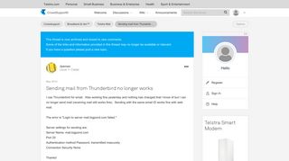 Sending mail from Thunderbird no longer works - Telstra Crowdsupport