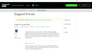 Login to email fails. | Thunderbird Support Forum | Mozilla Support