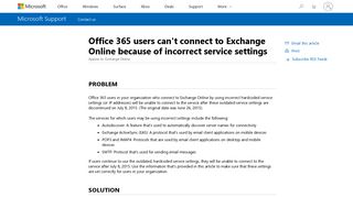 Office 365 users can't connect to Exchange Online because of ...