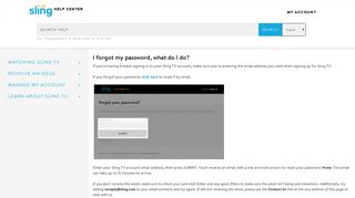Sling TV | Reset your password or resolve other login issues