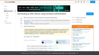 Connecting to SQL Server using windows authentication - Stack Overflow