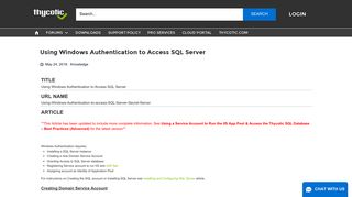 Using Windows Authentication to Access SQL Server - Thycotic Support