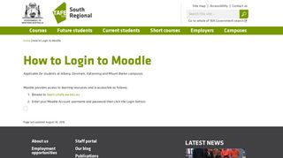 How to Login to Moodle | South Regional TAFE