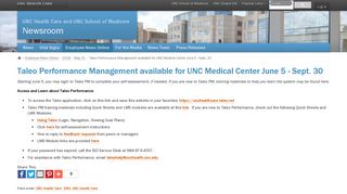 Taleo Performance Management available for UNC Medical Center ...