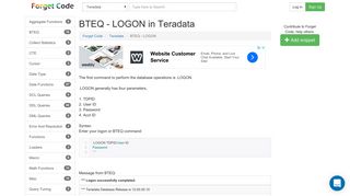 BTEQ - LOGON in Teradata - Forget Code