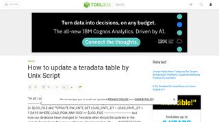 How to update a teradata table by Unix Script - IT Toolbox