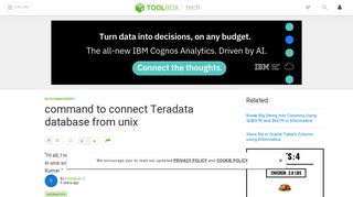 command to connect Teradata database from unix - IT Toolbox
