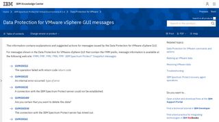 Data Protection for VMware vSphere GUI messages - IBM