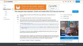 The request was aborted: Could not create SSL/TLS secure channel ...