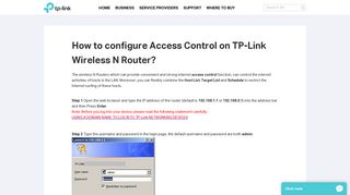 How to configure Access Control on TP-Link Wireless N Router? - TP ...