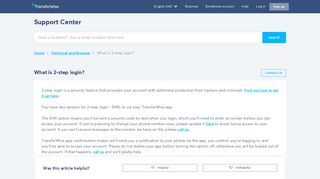 TransferWise Help | What is 2-step login?