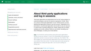 About third-party applications and log in sessions - Twitter support