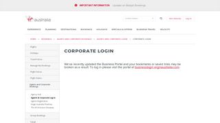 Corporate Login | Virgin Australia