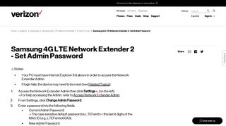 Samsung 4G LTE Network Extender 2 - Set Admin Password | Verizon ...