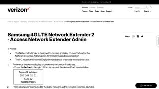 Samsung 4G LTE Network Extender 2 - Access ... - Verizon Wireless