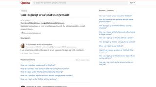 Can I sign up to WeChat using email? - Quora
