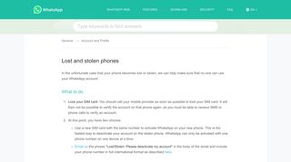 WhatsApp FAQ - Lost and stolen phones