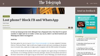 Lost phone? Block FB and WhatsApp - The Telegraph