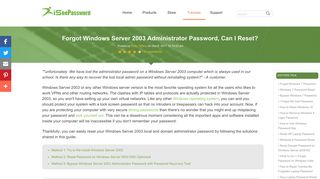 3 Ways to Reset Windows Server 2003 Local Administrator Password