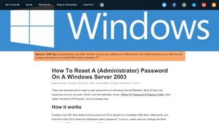 How To Reset A (Administrator) Password On A Windows Server 2003