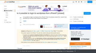 Is it possible to login to wordpress from cPanel? - Stack Overflow