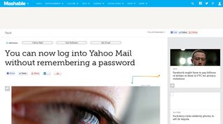 You can now log into Yahoo Mail without remembering a password
