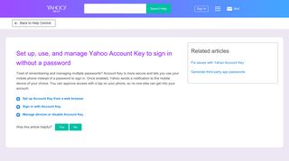 Set up, use, and manage Yahoo Account Key to sign in without a ...