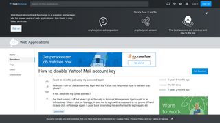 How to disable Yahoo! Mail account key - Web Applications Stack ...
