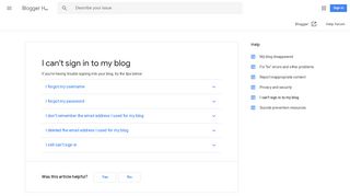 I can't sign in to my blog - Blogger Help - Google Support