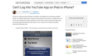 Can't Log Into YouTube App on iPad or iPhone? - Switching To Mac