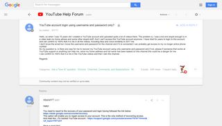 YouTube account login using username and password only? - Google ...