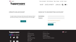 Sign in to an existing account - Tupperware