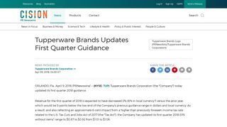 Tupperware Brands Updates First Quarter Guidance - PR Newswire