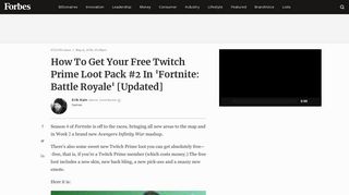 How To Get Your Free Twitch Prime Loot Pack #2 In 'Fortnite: Battle ...
